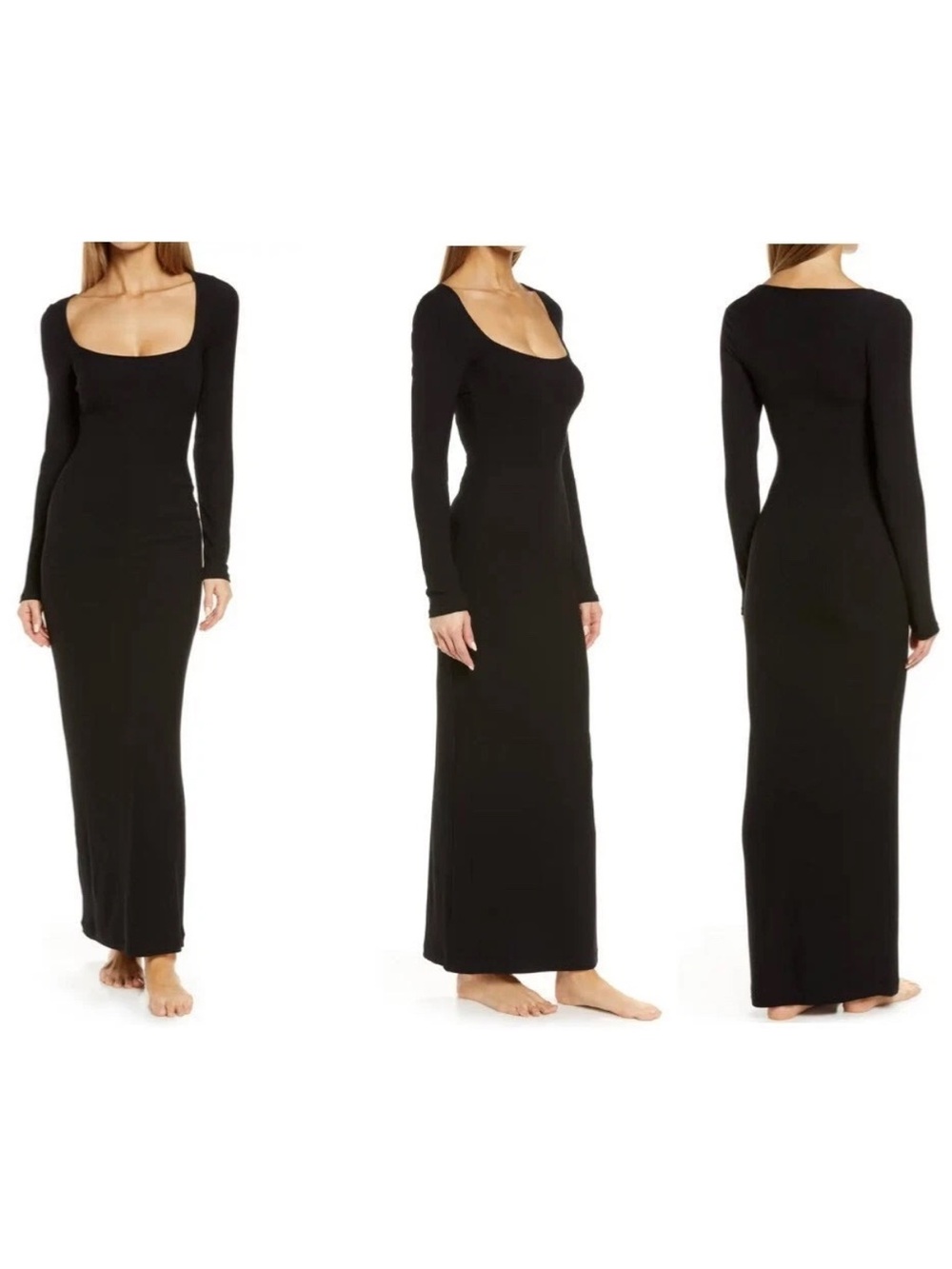 SKIMS Soft Lounge Long-Sleeve Dress Black Onyx Small NWT $90 Soft Loungewear